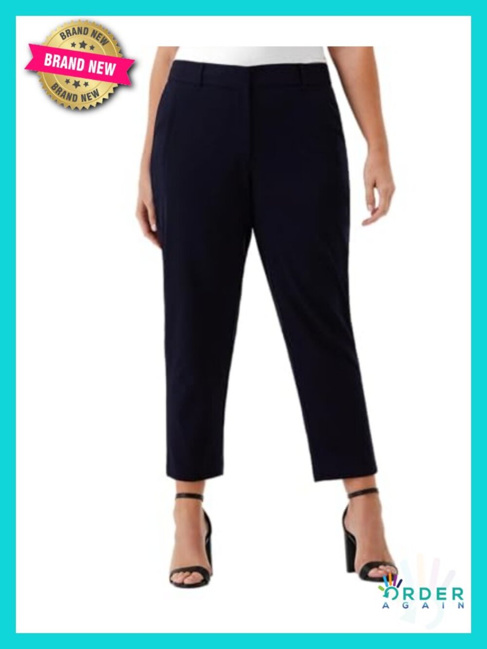 Plus Size Straight Leg Ankle Pants with Slimming Panel - 28" Inseam